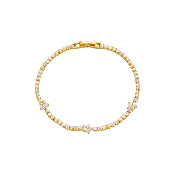 Flower Tennis Bracelet, pale gold, Orelia