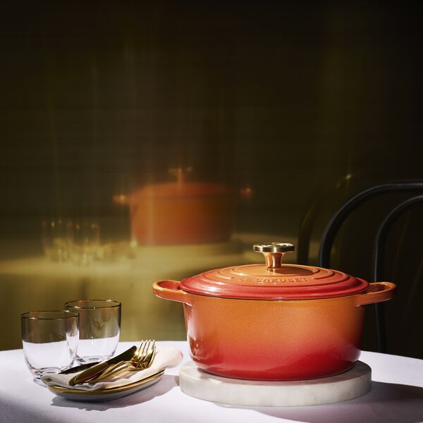 Rund st&oslash;&aring;ejern Jubileumsgryte &Oslash; 24 cm, flamme dor&eacute;e, Le Creuset