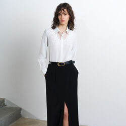 MILA GEORGETTE 3D FLORAL SHIRT, summer white, French Connection