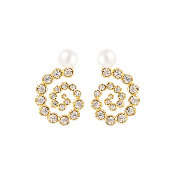 Milkyway øreringer, gull/hvit, Hultquist Copenhagen