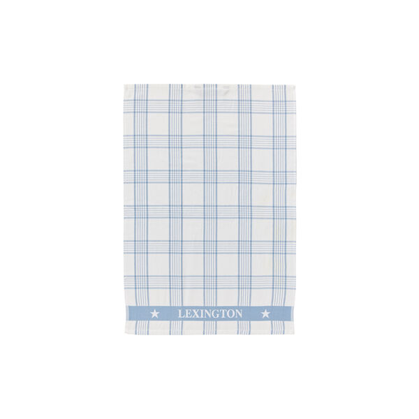 Checked Organic Cotton Terry Kitchen Towel, white/blue, Lexington