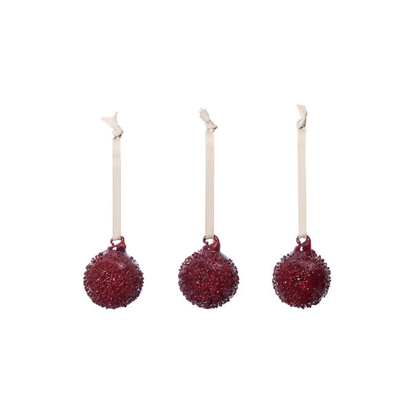 Flurry Glass Baubles S | Set Of 3 | Picante Red | Julepynt, Ferm Living