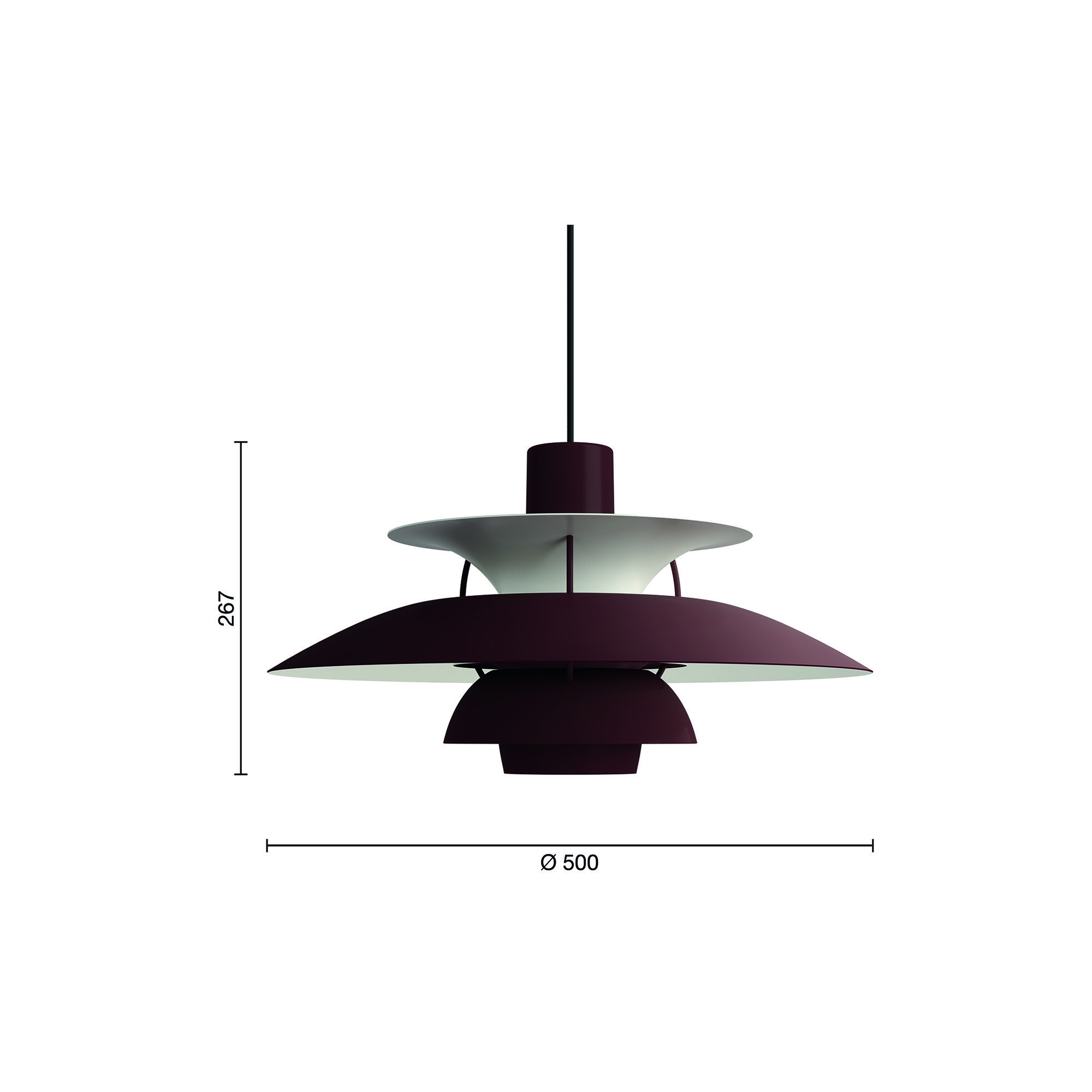 Kjøp PH 5 Monochrome Pendant, monochrome burgundy fra Louis Poulsen