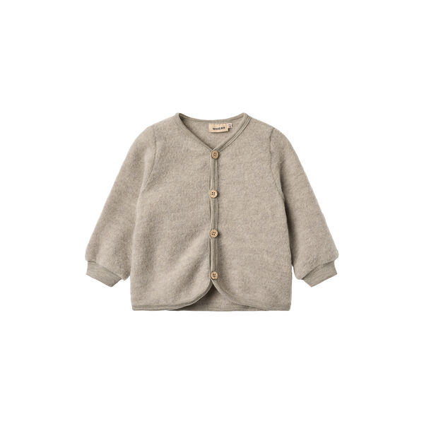 Wool Fleece Cardigan Kari, 3204 khaki melange, Wheat