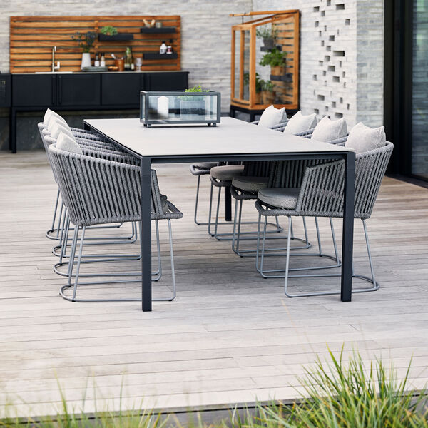 Pure spisebordunderstel 280x100 cm, lys gr&aring;/aluminium, Cane-line