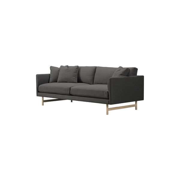 5552 Calmo 95 2-seter sofa, m&oslash;rk gr&aring;/lakkert eik, Fredericia Furniture