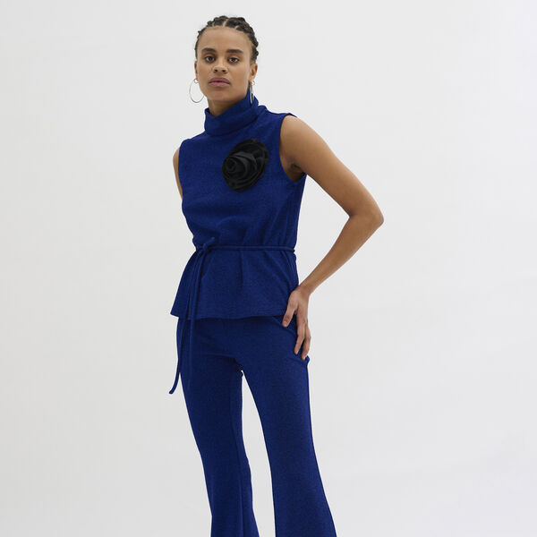 SineMW Rollneck Top, black w. blue glitter, My Essential Wardrobe
