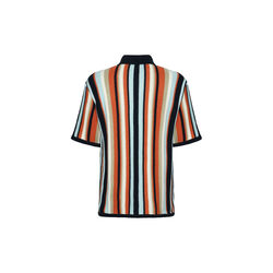 Loose short sleeve striped knitted shirt - Regenerative Organic Certified™ - GOTS/Vegan, blue stripe, KnowledgeCotton Apparel 