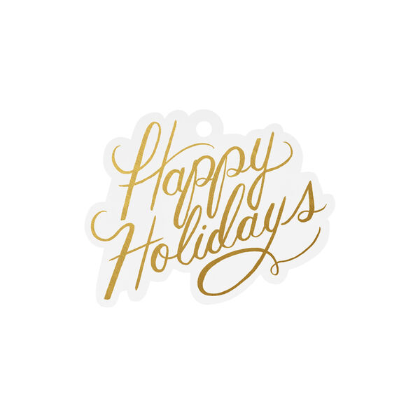 Happy Holidays gaveetiketter, 8 stk., Parlebo