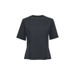 SARAI PINSTRIPE PLEAT T-SHIRT, grey / white, French Connection