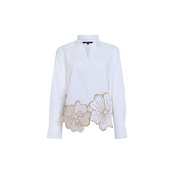 ALEXIS COTTON FLORAL EMBROIDERED SHIRT, linen white/neutral, French Connection