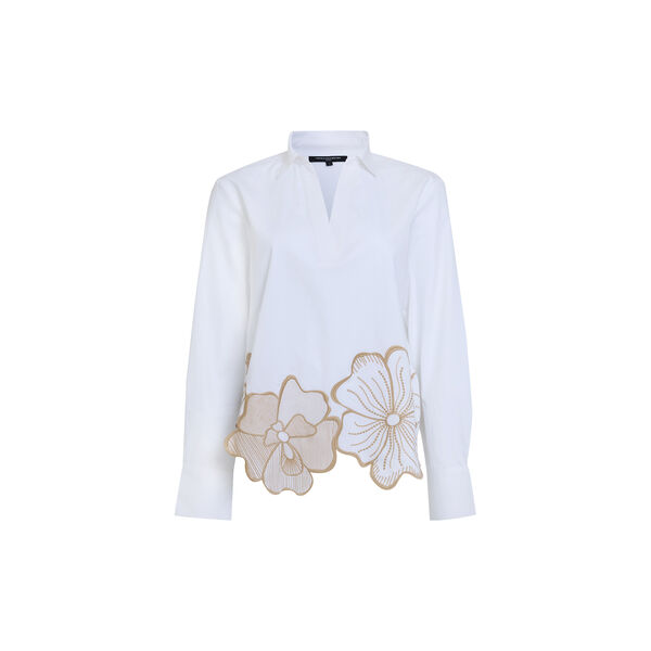 ALEXIS COTTON FLORAL EMBROIDERED SHIRT, linen white/neutral, French Connection