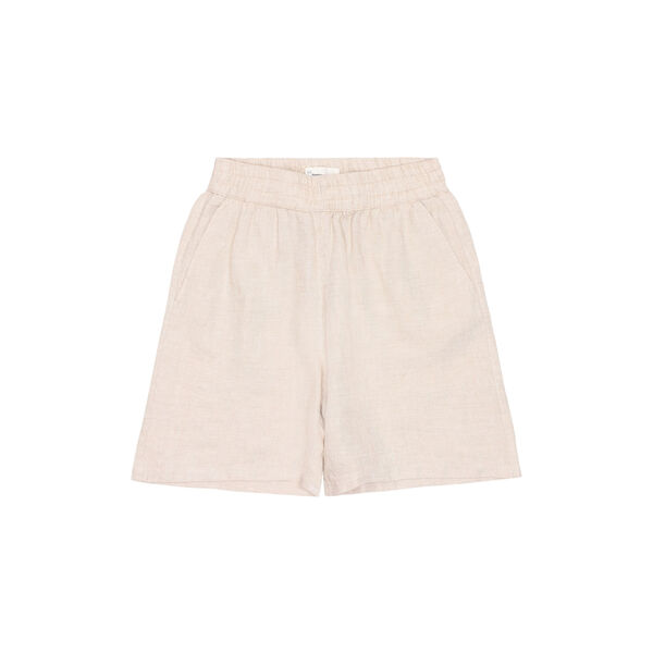 POSEY wide mid-rise linen shorts - GOTS/Vegan, yarndyed - light feather gray, KnowledgeCotton Apparel 