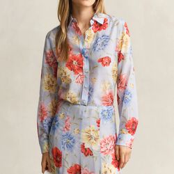 REG FLORAL PRINT CTN SILK LS SHIRT, light blue, Gant