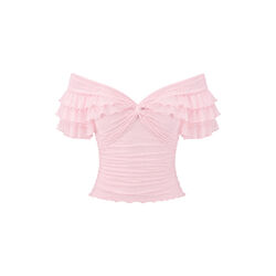 Juliette Ruffle offshoulder top, baby pink, N&uacute;noo