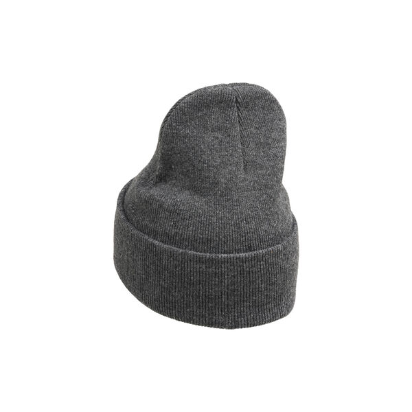 Double layer wool beanie, dark grey melange, KnowledgeCotton Apparel 