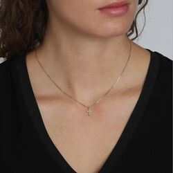 CLARA Crystal Cross halskjede, gullbelagt, Pilgrim