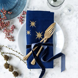 Serviett med gullstjerner, midnattbl&aring;, Langkilde & S&oslash;n