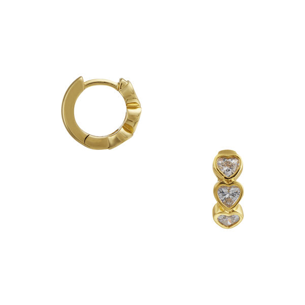Crystal Stationed Heart Huggie Hoops, Orelia