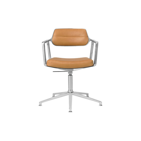 VIPP453 Swivel+ Chair with Gliders, camel/polished aluminium VIPP453 Swivel+ Chair with Gliders, camel/polished aluminium, Vipp