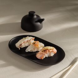 Sand Secrets Oval Plate, black clay Sand Secrets Oval Plate, black clay, Design House Stockholm