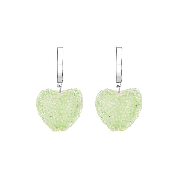 Jelly Heart Hoops, pistachio/gold, Crystal Haze