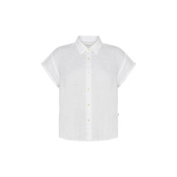 ASTER fold up short sleeve linen shirt - GOTS/Vegan, bright white, KnowledgeCotton Apparel 