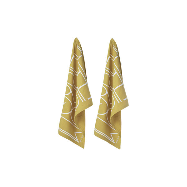 Kjøkkenhåndduk 2-pk, gul med logo, Hellstrøm Items