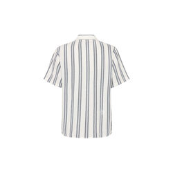 Box short sleeve striped cotton shirt GOTS/Vegan, blue stripe, KnowledgeCotton Apparel 