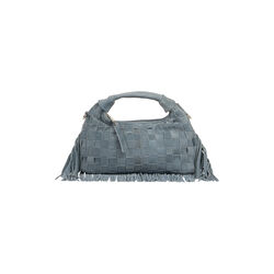 N&uacute;noo x Berg Larsen - Mini Dandy Braided fringe skulderveske, jeans, N&uacute;noo