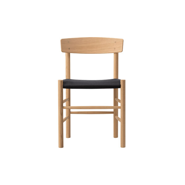 J39 Mogensen Chair with Seat Upholstery, light oiled oak/black canvas, Fredericia Furniture
