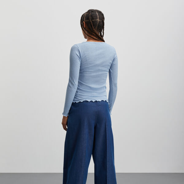 Pointella Troja Tee LS, powder blue melange, Mads Nørgaard