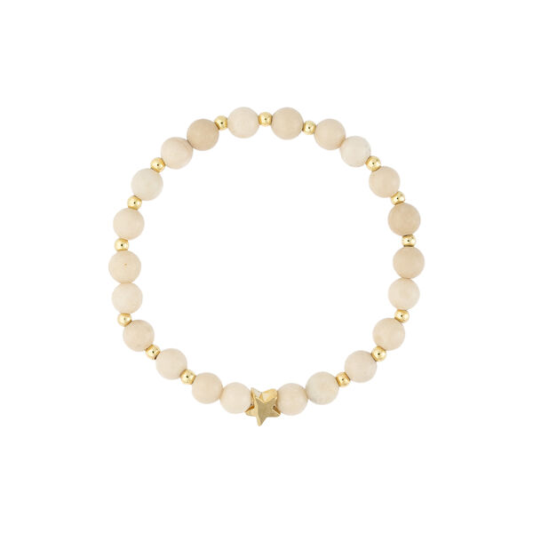 Stone Bead armb&aring;nd 6 mm m/gull Beads, sand, DARK department