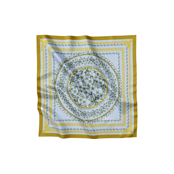 Green Flower Circle silkeskjerf, grønn, Flora Danica Denmark