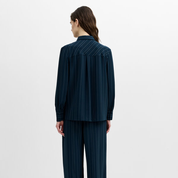ERMA PIN STRIPE TIE SHIRT, new navy / ethereal blue, French Connection