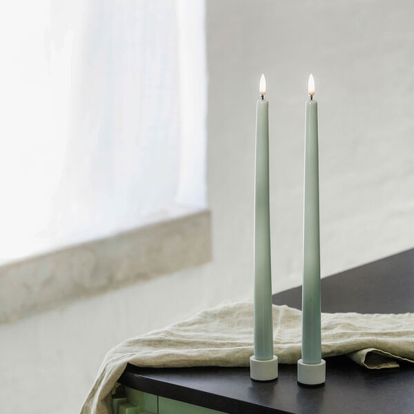 LED Slim Taper Candle lys 32 cm 2 stk, st&oslash;vete gr&oslash;nn, Uyuni Lighting