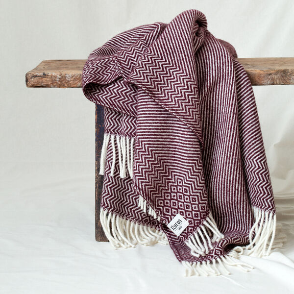 Kattefot Pledd, Burgundy, R&oslash;ros Tweed