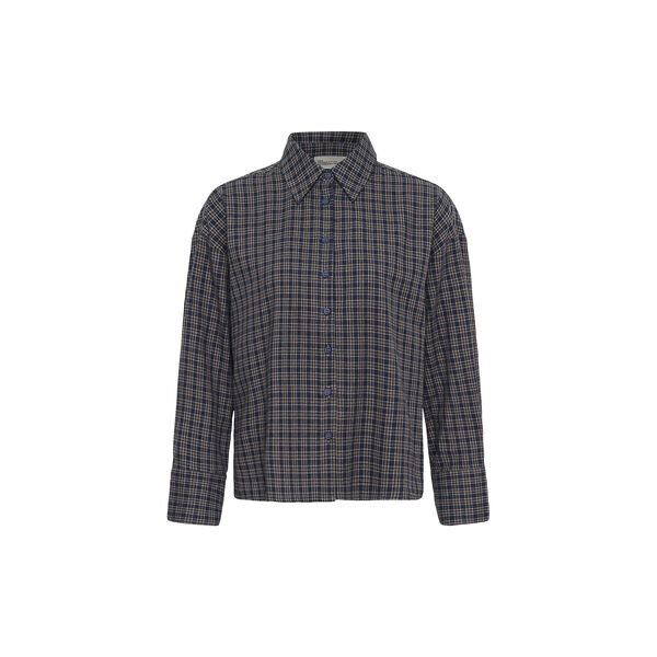 MWLennie Boxy Check Shirt, dark sapphire blue check, My Essential Wardrobe