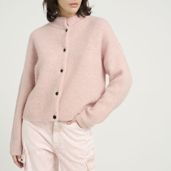 AlphaGZ kort cardigan, rosa gr&aring; melange, Gestuz