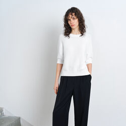 LILY MOZART SHORT SLEEVE KNIT JUMPER, summer white, French Connection