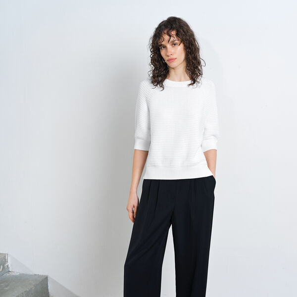 LILY MOZART SHORT SLEEVE KNIT JUMPER, summer white, French Connection
