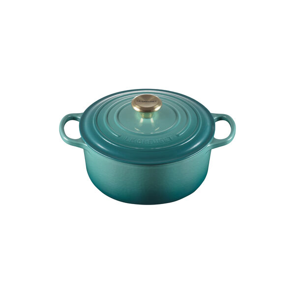 Signature st&oslash;pejern rund gryte &Oslash; 24 cm, bleu riviera, Le Creuset