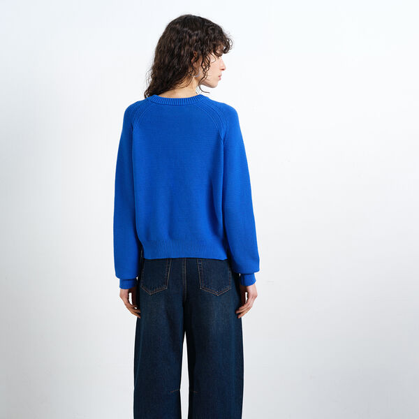 LILY MOZART KNIT LONG SLEEVE JUMPER, azure blue, French Connection
