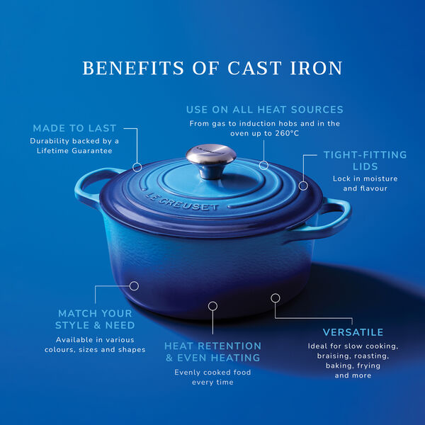 Signature st&oslash;pejern rund gryte &Oslash; 24 cm, azure blue, Le Creuset