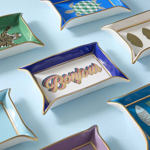 Bonjour Valet fat, hvit/blå, Jonathan Adler