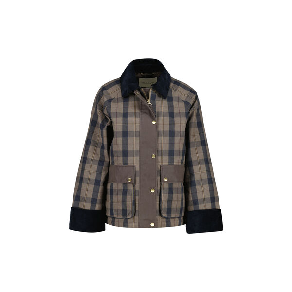 Checked Waxed Jacket, faded taupe, Gant
