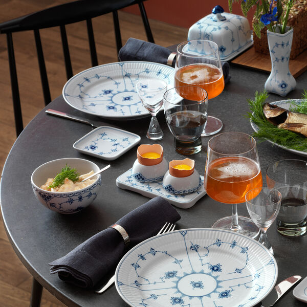 Musselmalt Riflet liten firkantet asiett 10 cm, Royal Copenhagen