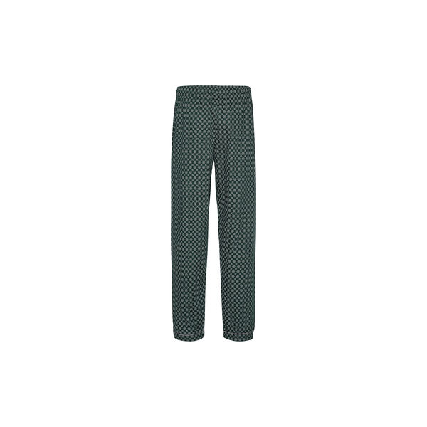 Megeve pyjamas, racing green off white print/grey piping, Ambassador 1867