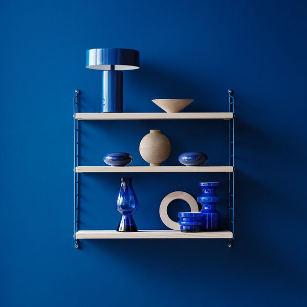 String 1949-2024, blue/white oiled pine, String Furniture