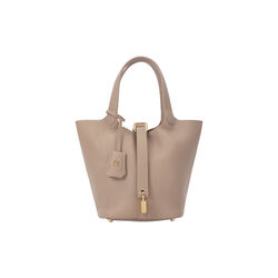 Leather Bucket Bag Mini, dark sand, DARK department